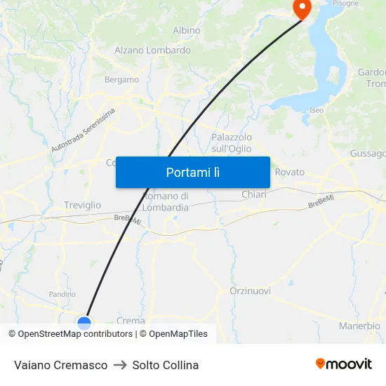 Vaiano Cremasco to Solto Collina map