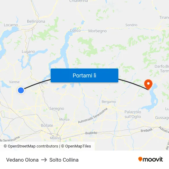 Vedano Olona to Solto Collina map