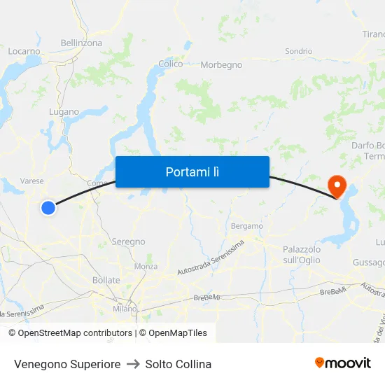 Venegono Superiore to Solto Collina map