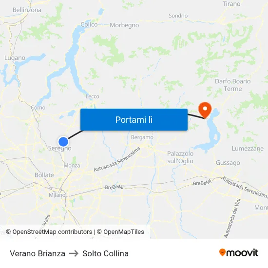Verano Brianza to Solto Collina map