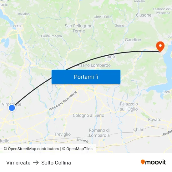 Vimercate to Solto Collina map