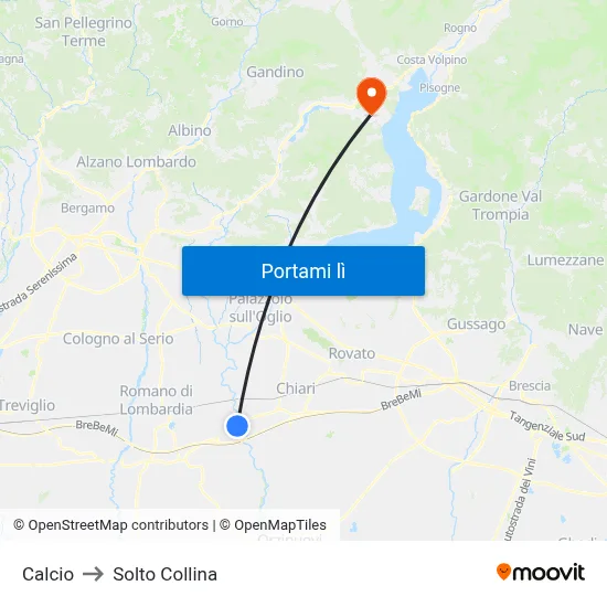 Calcio to Solto Collina map