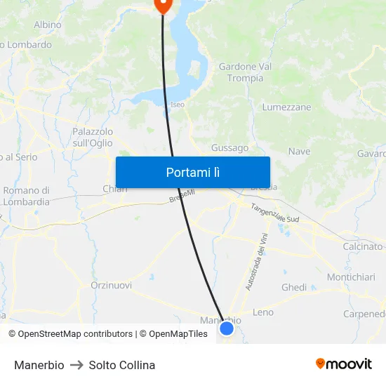 Manerbio to Solto Collina map