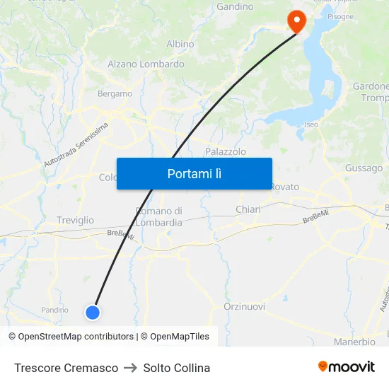 Trescore Cremasco to Solto Collina map