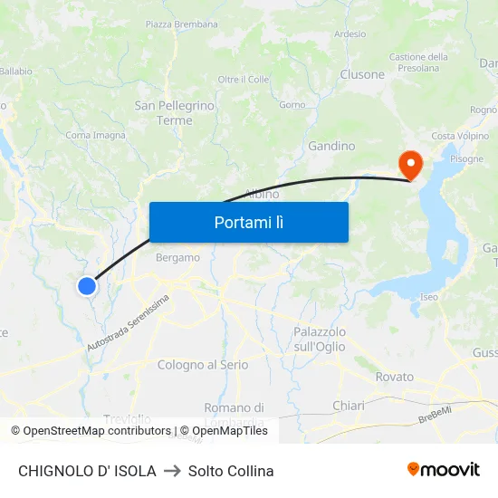 CHIGNOLO D' ISOLA to Solto Collina map