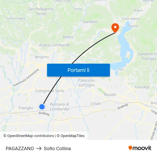 PAGAZZANO to Solto Collina map