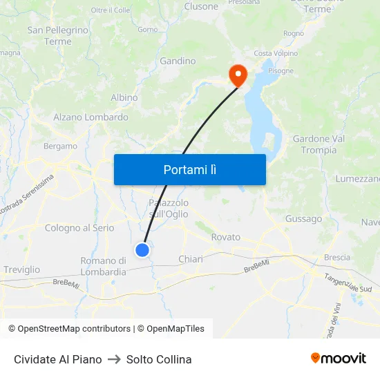 Cividate Al Piano to Solto Collina map