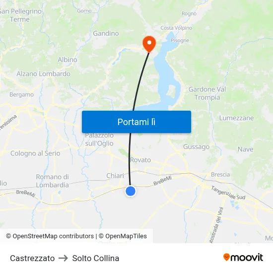 Castrezzato to Solto Collina map