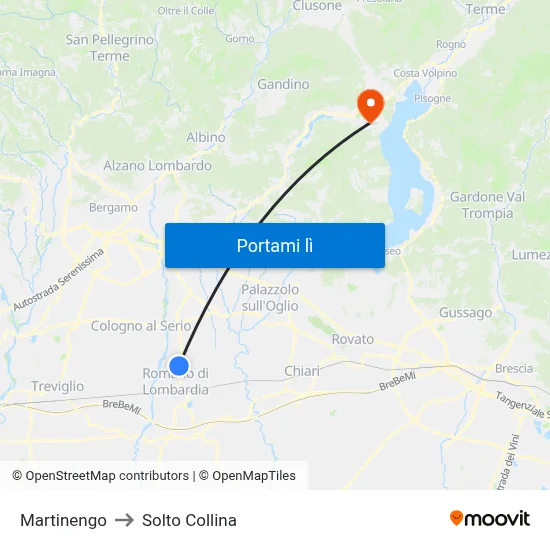 Martinengo to Solto Collina map