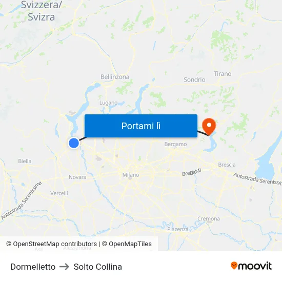 Dormelletto to Solto Collina map