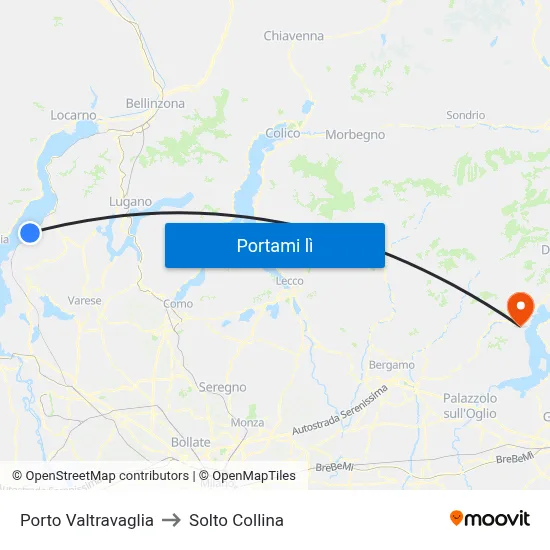 Porto Valtravaglia to Solto Collina map