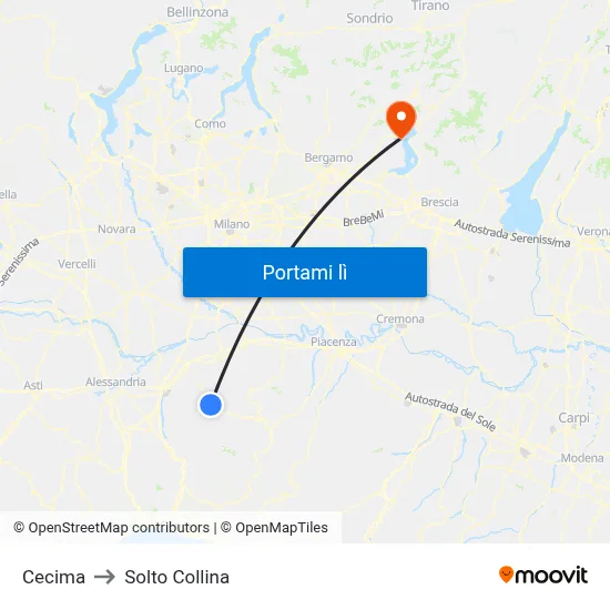 Cecima to Solto Collina map