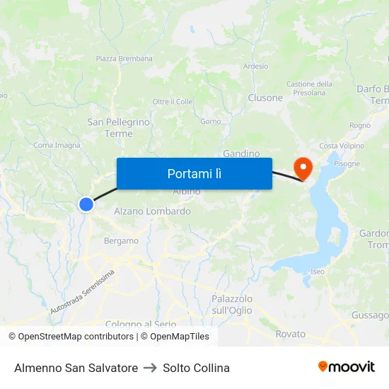 Almenno San Salvatore to Solto Collina map
