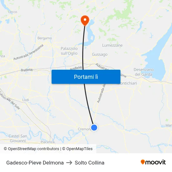 Gadesco-Pieve Delmona to Solto Collina map