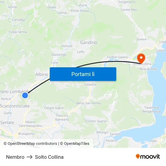 Nembro to Solto Collina map