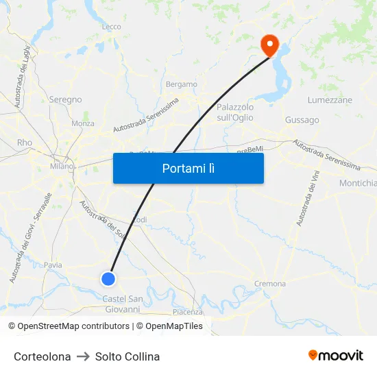 Corteolona to Solto Collina map