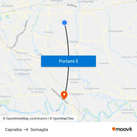 Capralba to Somaglia map