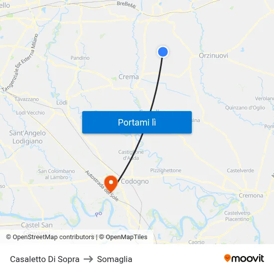 Casaletto Di Sopra to Somaglia map