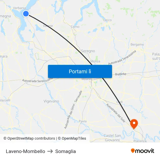 Laveno-Mombello to Somaglia map