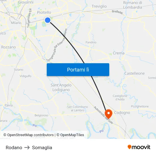 Rodano to Somaglia map