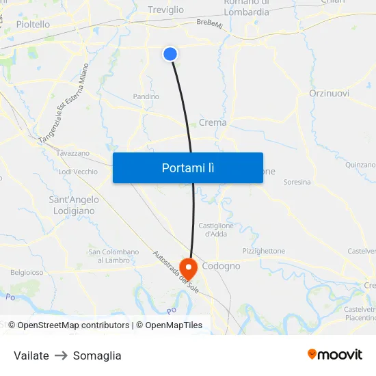 Vailate to Somaglia map