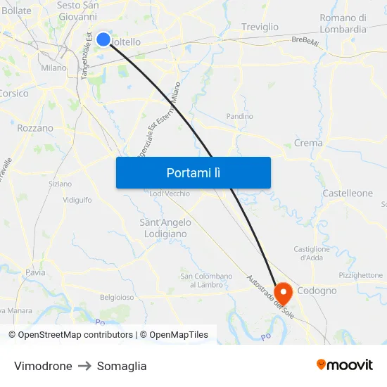 Vimodrone to Somaglia map