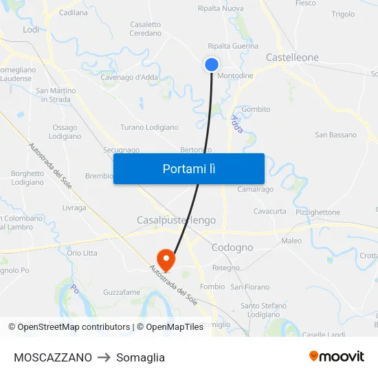 MOSCAZZANO to Somaglia map