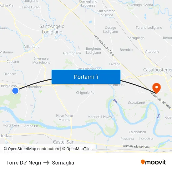 Torre De' Negri to Somaglia map