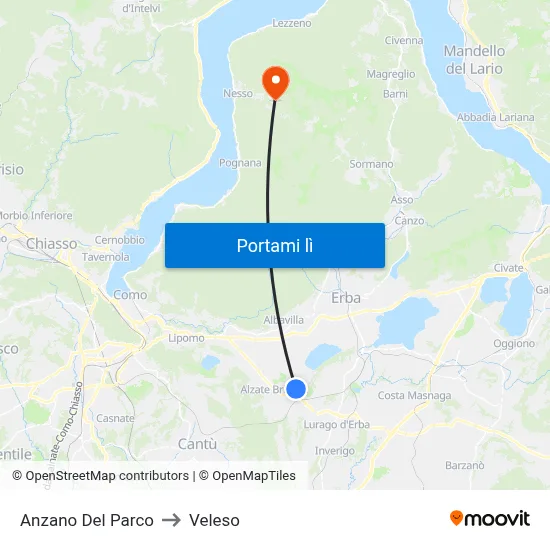 Anzano Del Parco to Veleso map