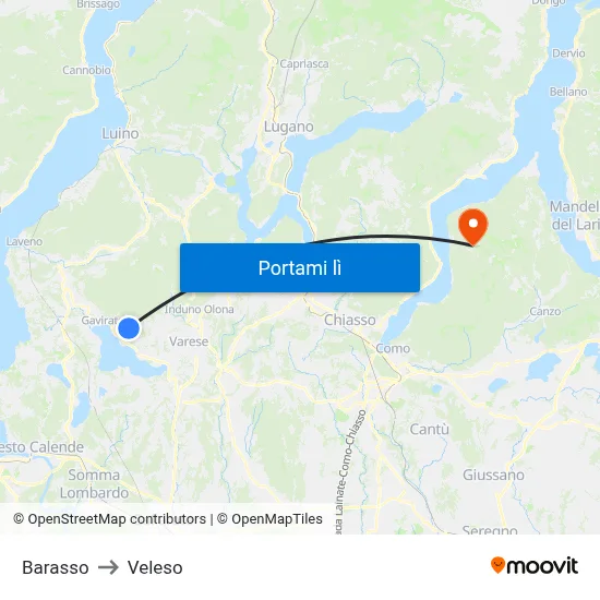 Barasso to Veleso map