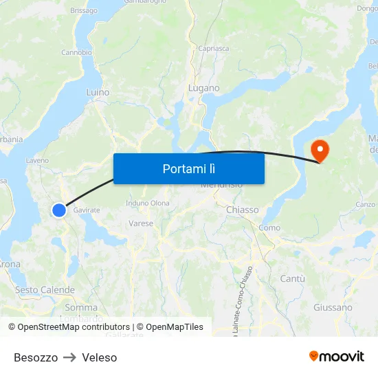 Besozzo to Veleso map