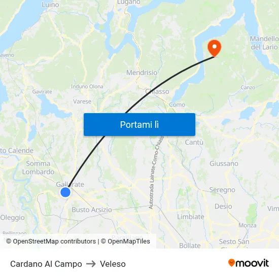 Cardano Al Campo to Veleso map