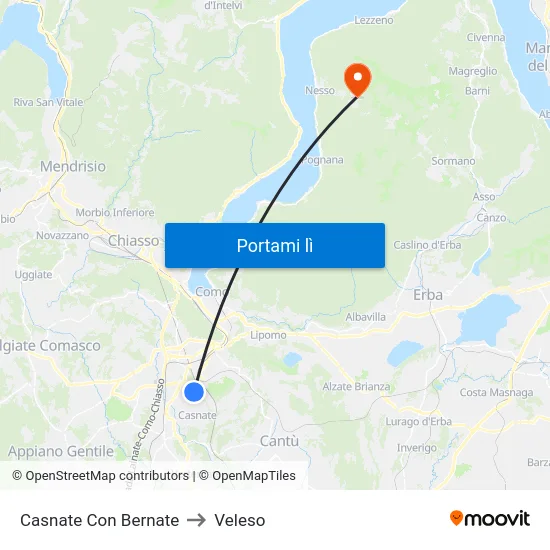 Casnate Con Bernate to Veleso map