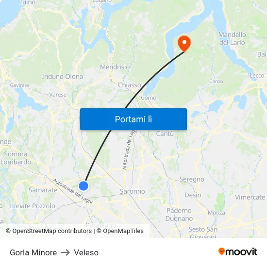 Gorla Minore to Veleso map