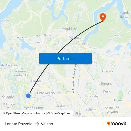 Lonate Pozzolo to Veleso map