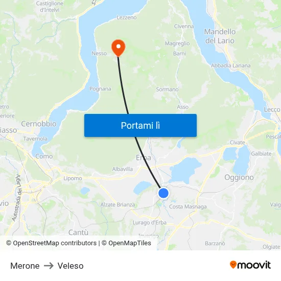 Merone to Veleso map