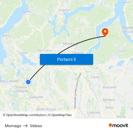 Mornago to Veleso map