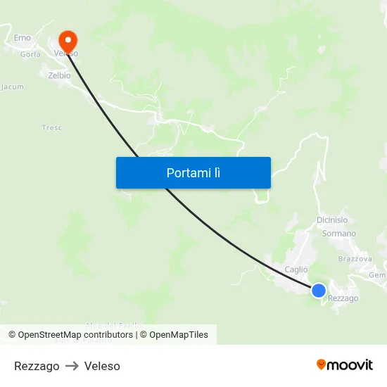 Rezzago to Veleso map