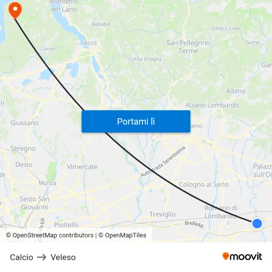 Calcio to Veleso map