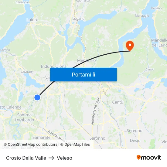 Crosio Della Valle to Veleso map