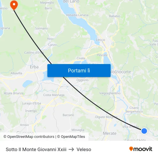 Sotto Il Monte Giovanni Xxiii to Veleso map