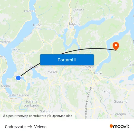 Cadrezzate to Veleso map