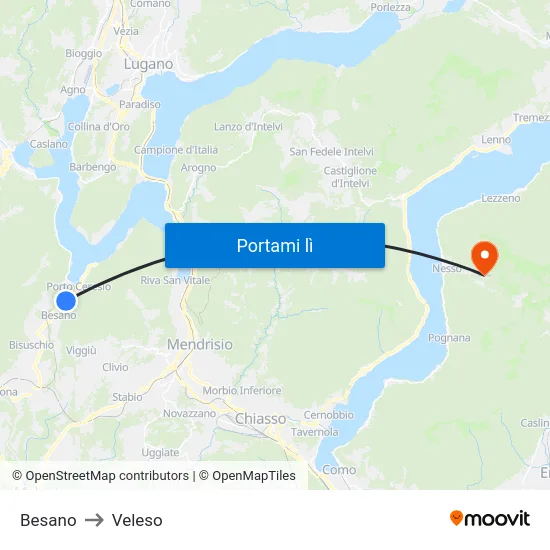 Besano to Veleso map
