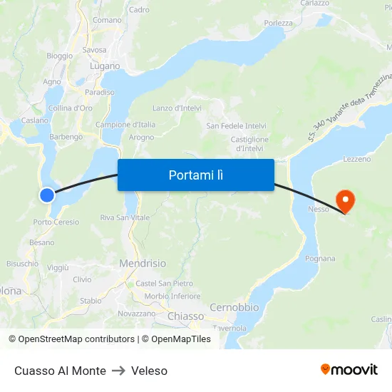 Cuasso Al Monte to Veleso map