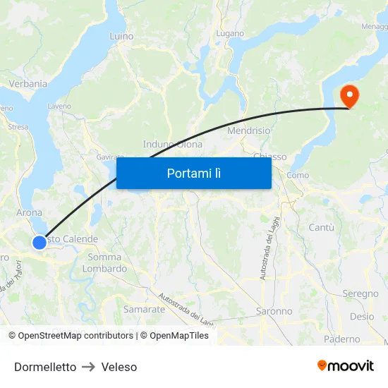 Dormelletto to Veleso map