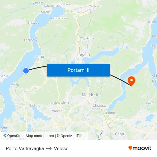 Porto Valtravaglia to Veleso map