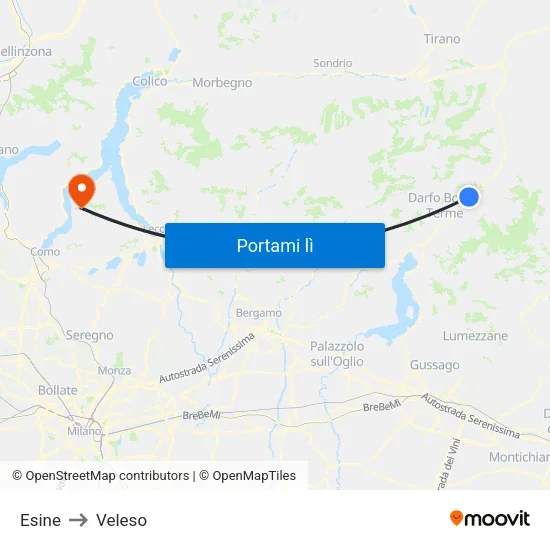 Esine to Veleso map