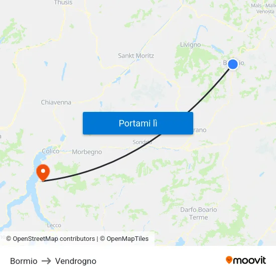 Bormio to Vendrogno map