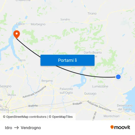 Idro to Vendrogno map