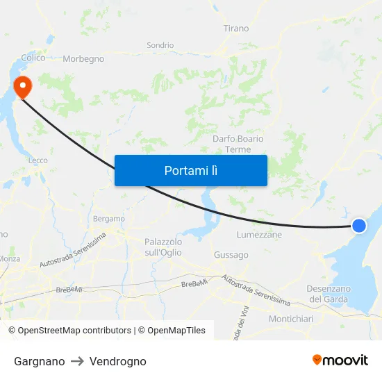 Gargnano to Vendrogno map